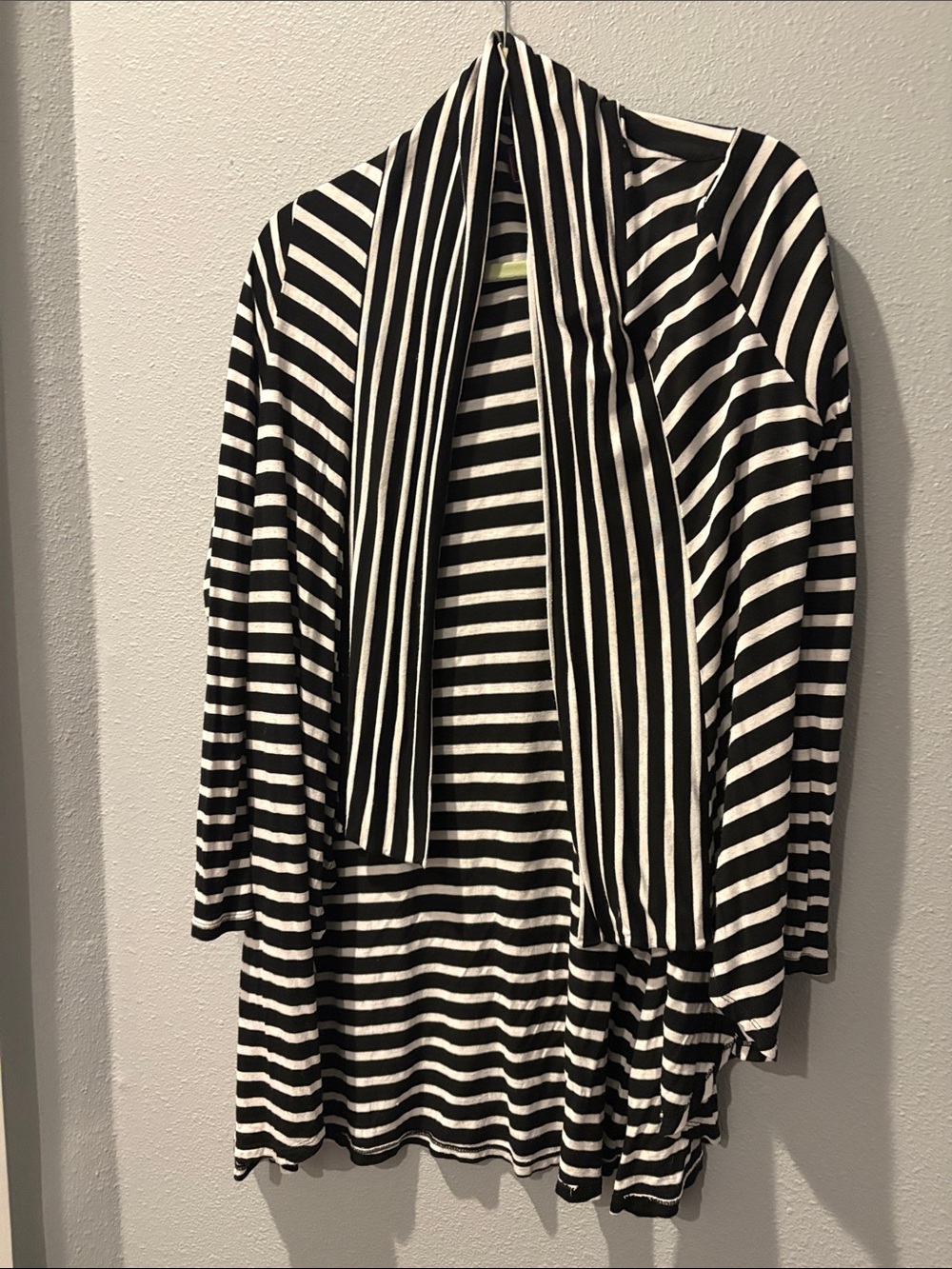 Black & Tan Striped Open Front Women's Cardigan
